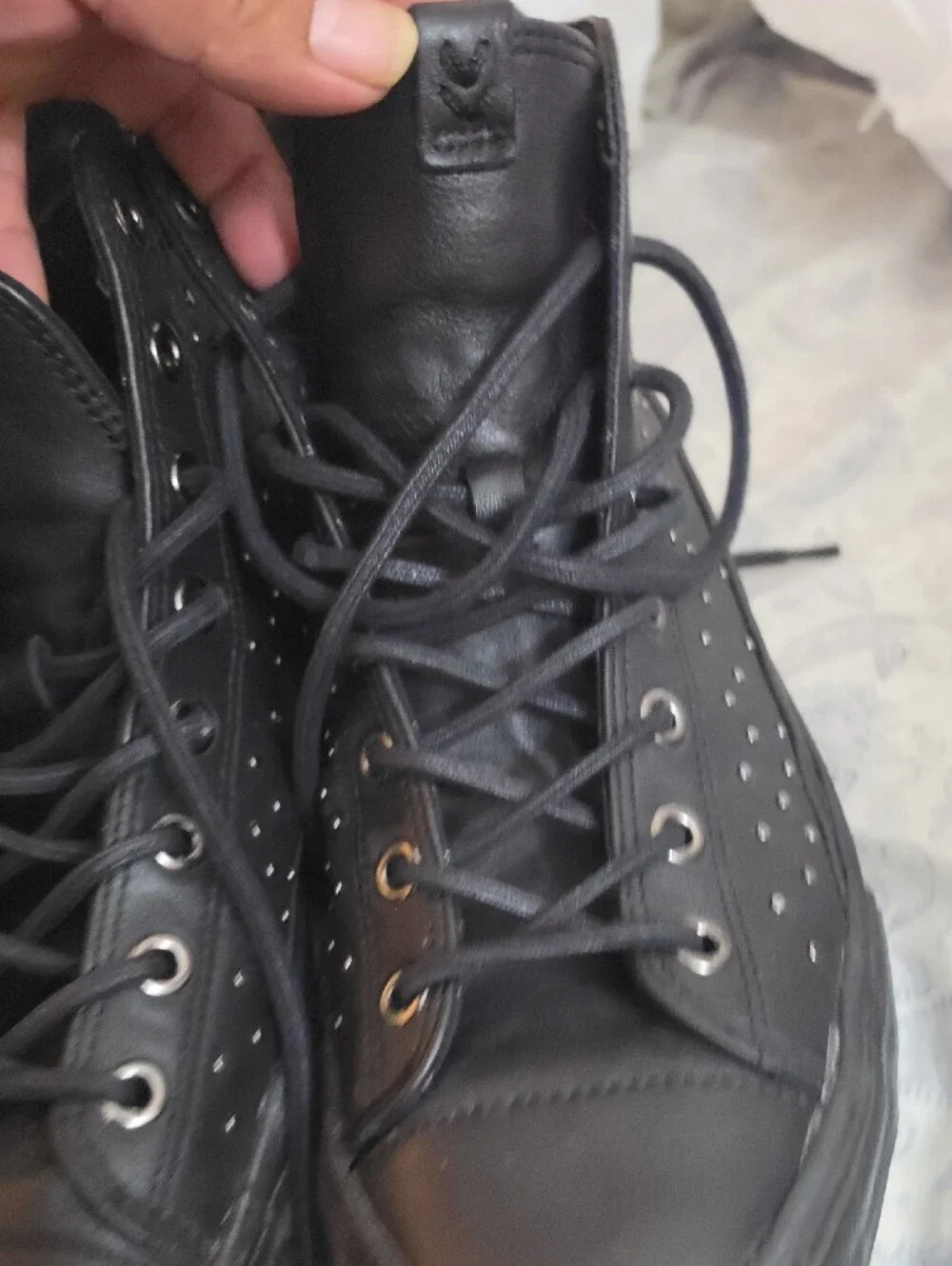 John Varvatos Black Studded High-Top Sneakers - Men